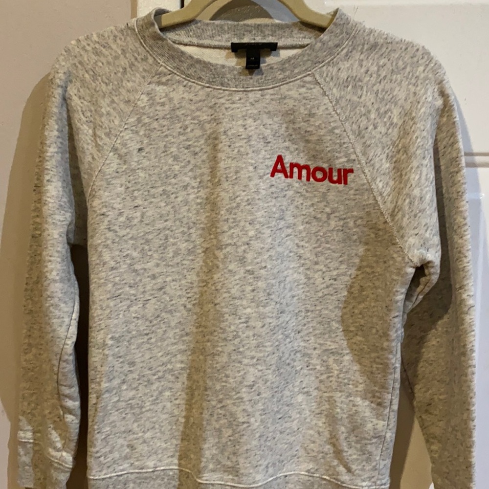 J. Crew Grey Crewneck Sweatshirt with Amour